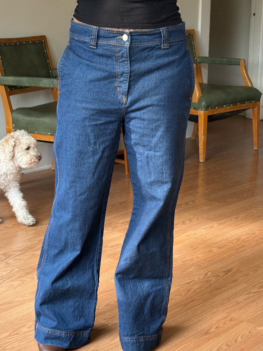 LOFT Dark Blue Straight-Leg Jeans